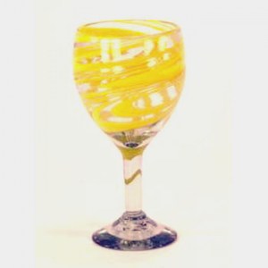 BGX Yellow Swirll Wine Glass          3.5″ X 7.5